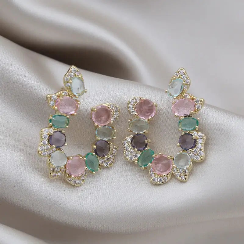 Pendientes de cristal brillante para mujer a la moda