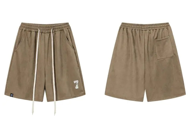 Pantalones cortos de gamuza Harajuku para hombre