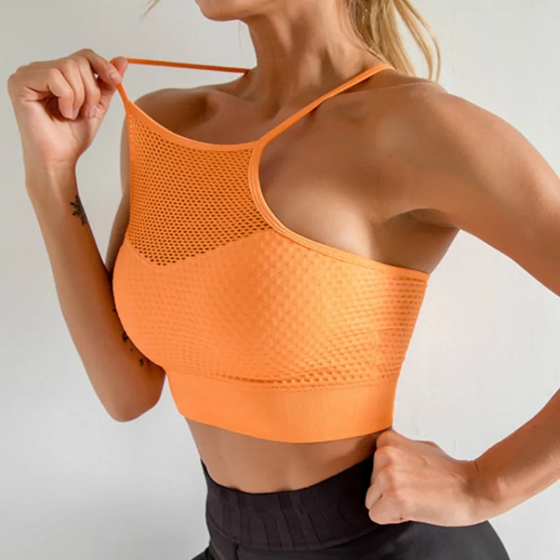 Cross Back Wire free Removable Cups Sport Bra