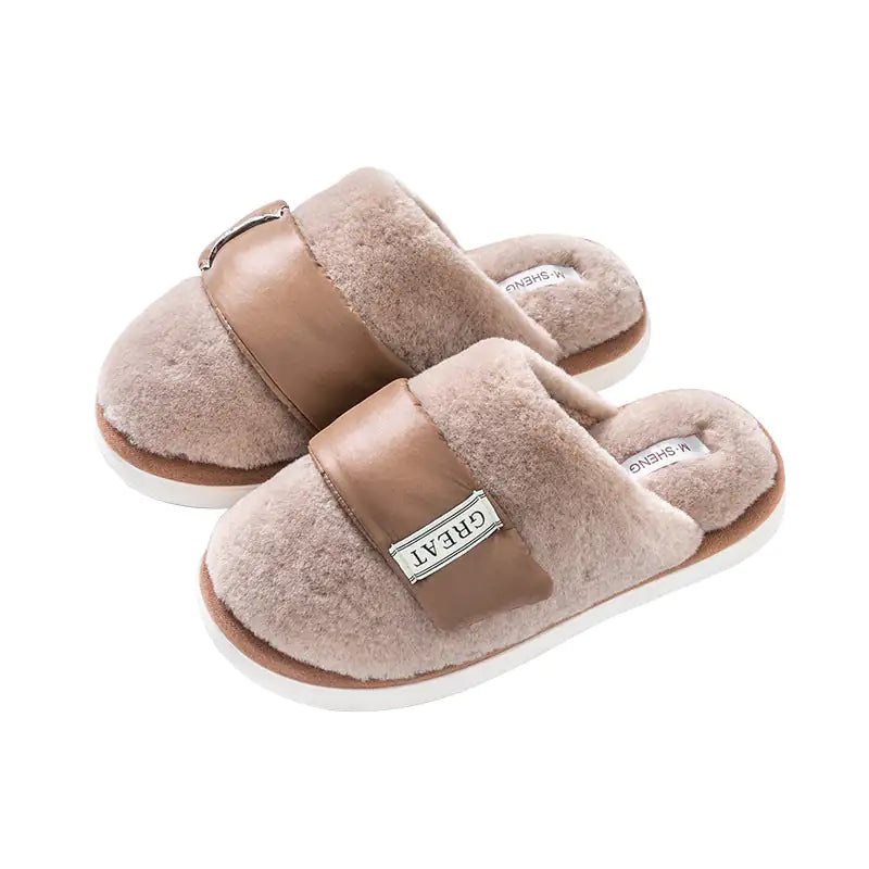 Pantuflas de terciopelo para interiores de otoño e invierno, cálidas, de algodón, para dormitorio de pareja