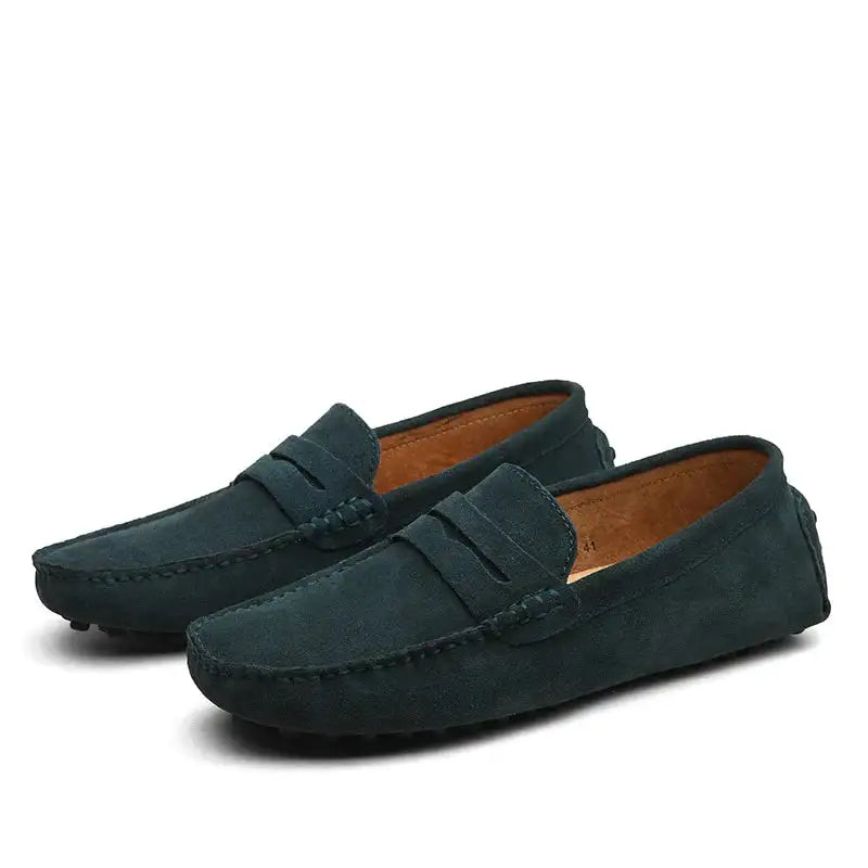 Mocasines de cuero, zapatos casuales sin cordones para conducir