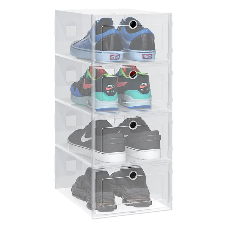 Juego de 6 cajas de plástico para zapatos, transparentes y gruesas, con cajón