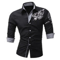 Camisa de vestir de manga larga para hombre con dragones