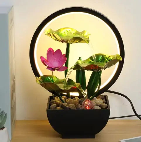 Decoración de escritorio con cascada circular