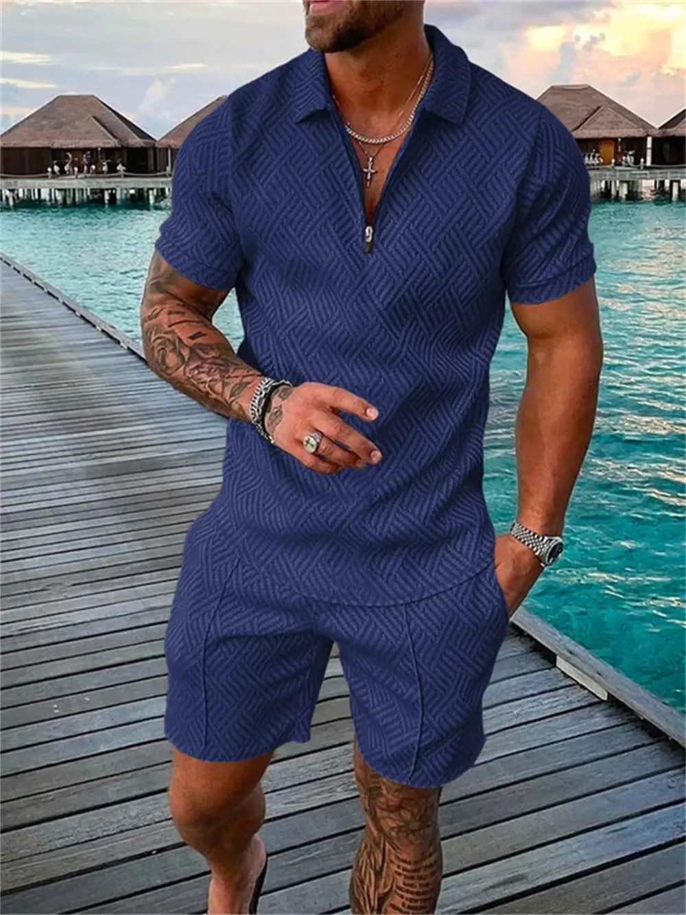 Conjunto deportivo informal de dos piezas para hombre de verano 2024
