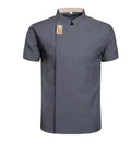 Chaqueta de chef negra de manga corta, uniforme de cocina
