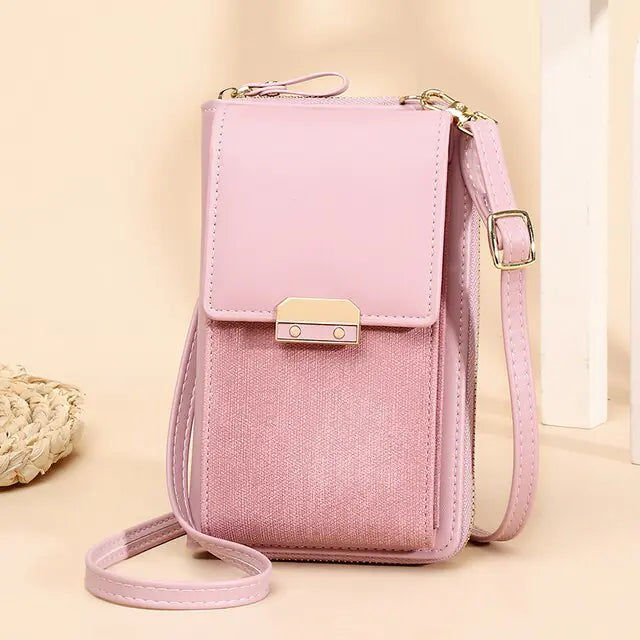 Bolso bandolera tipo cartera de piel sintética para mujer