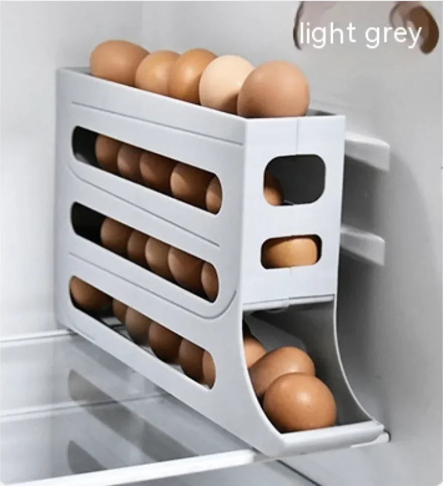 Bandeja enrollable automática para huevos de 4 capas: caja de almacenamiento para refrigerador de gran capacidad