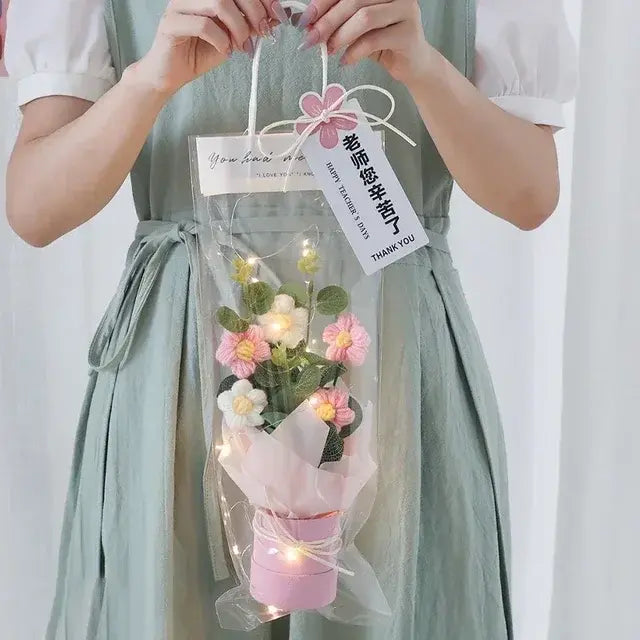Ramo de flores de crochet de colores