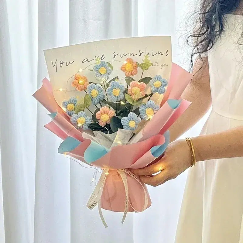 Ramo de flores de crochet de colores