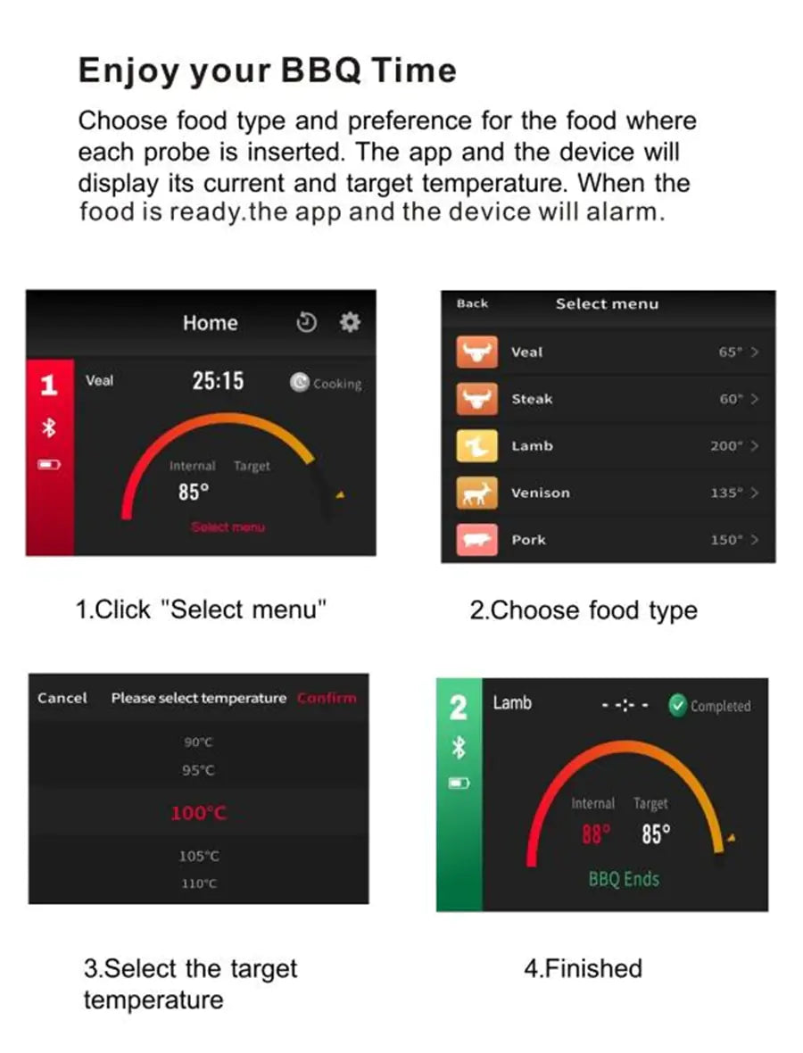 Termómetro inalámbrico para alimentos en la cocina