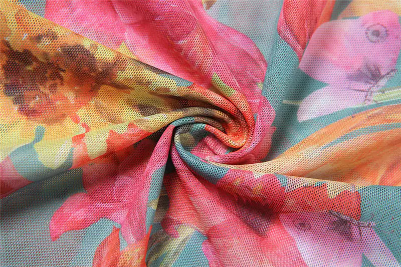Conjunto de falda de malla floral