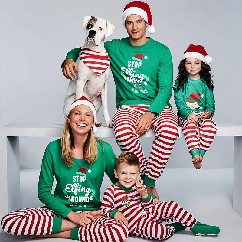 Conjunto de pijamas familiares navideños 2020: conjuntos de invierno a juego