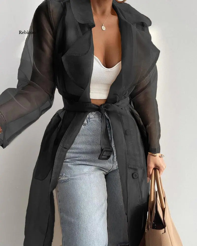 Tops transparentes para exteriores a la moda para mujer