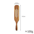 Juego de espátula de cocina de mango largo de madera de teca y acacia: ¡perfecta para mezclar y servir con estilo!