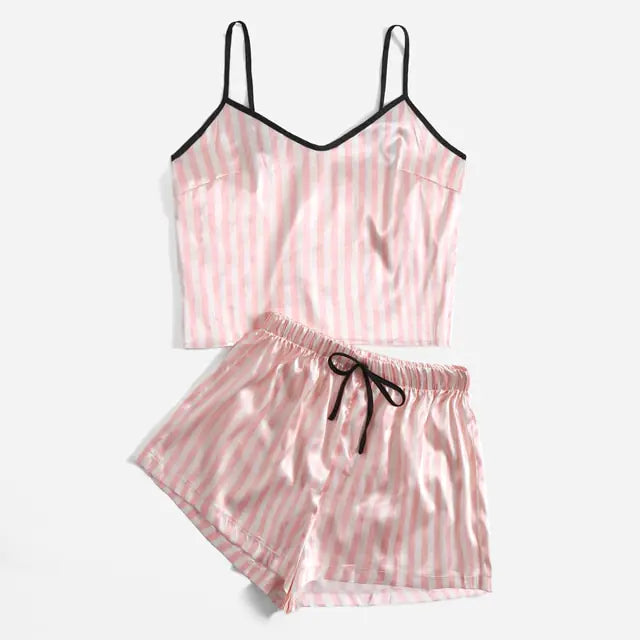 Conjunto de pijama sexy a rayas para mujer