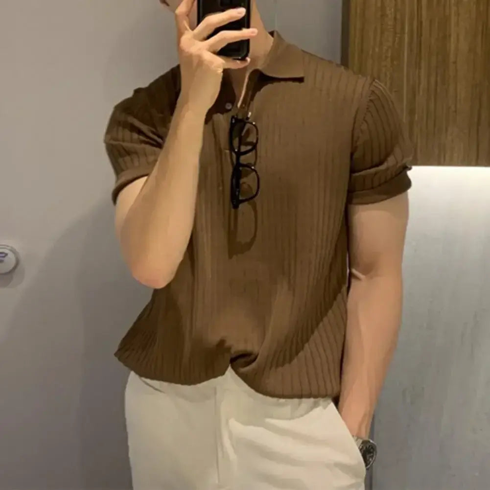 Camiseta de punto suelto con solapa