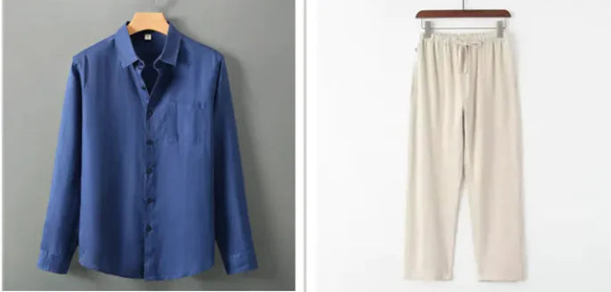 Camisa de lino con cuello alto y efecto ventilado