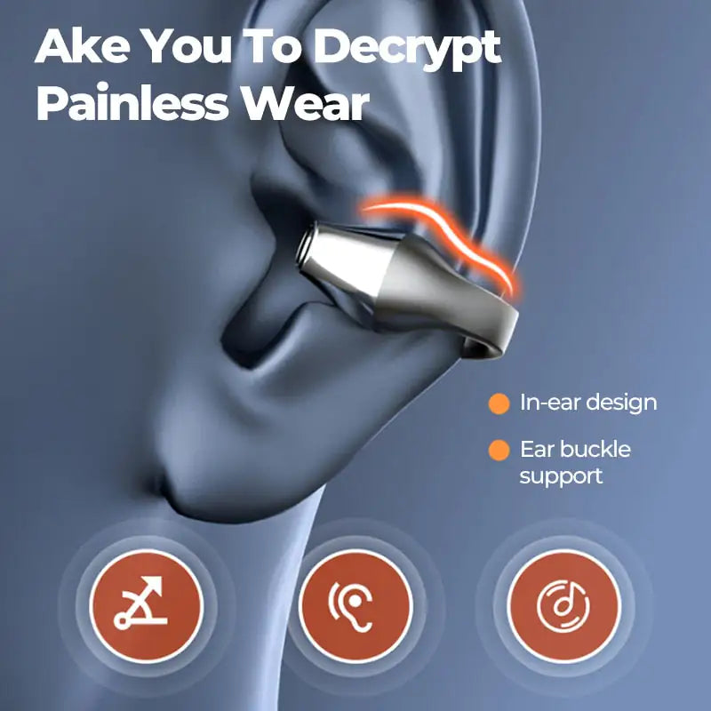 Auriculares de conducción ósea con Bluetooth 5.2 y clip para la oreja