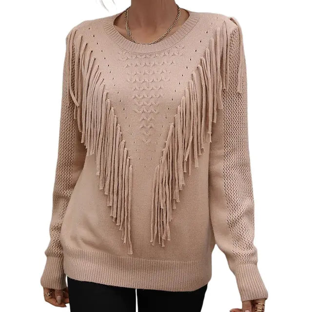 Suéteres de otoño con borlas para mujer