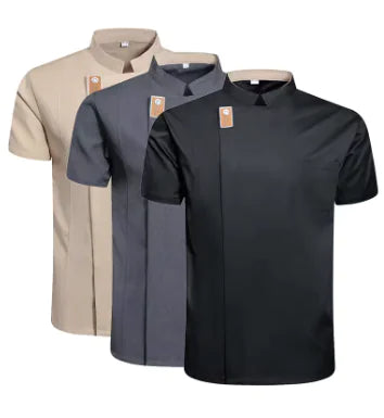 Black Chef Jacket Short Sleeve Kitchen Uniform