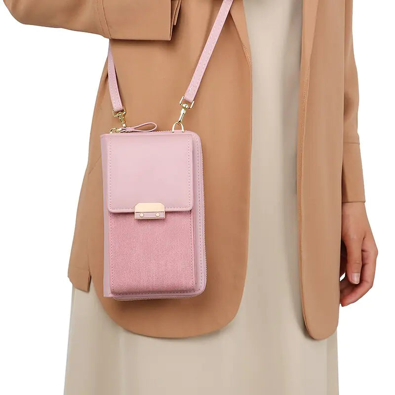 Bolso bandolera tipo cartera de piel sintética para mujer