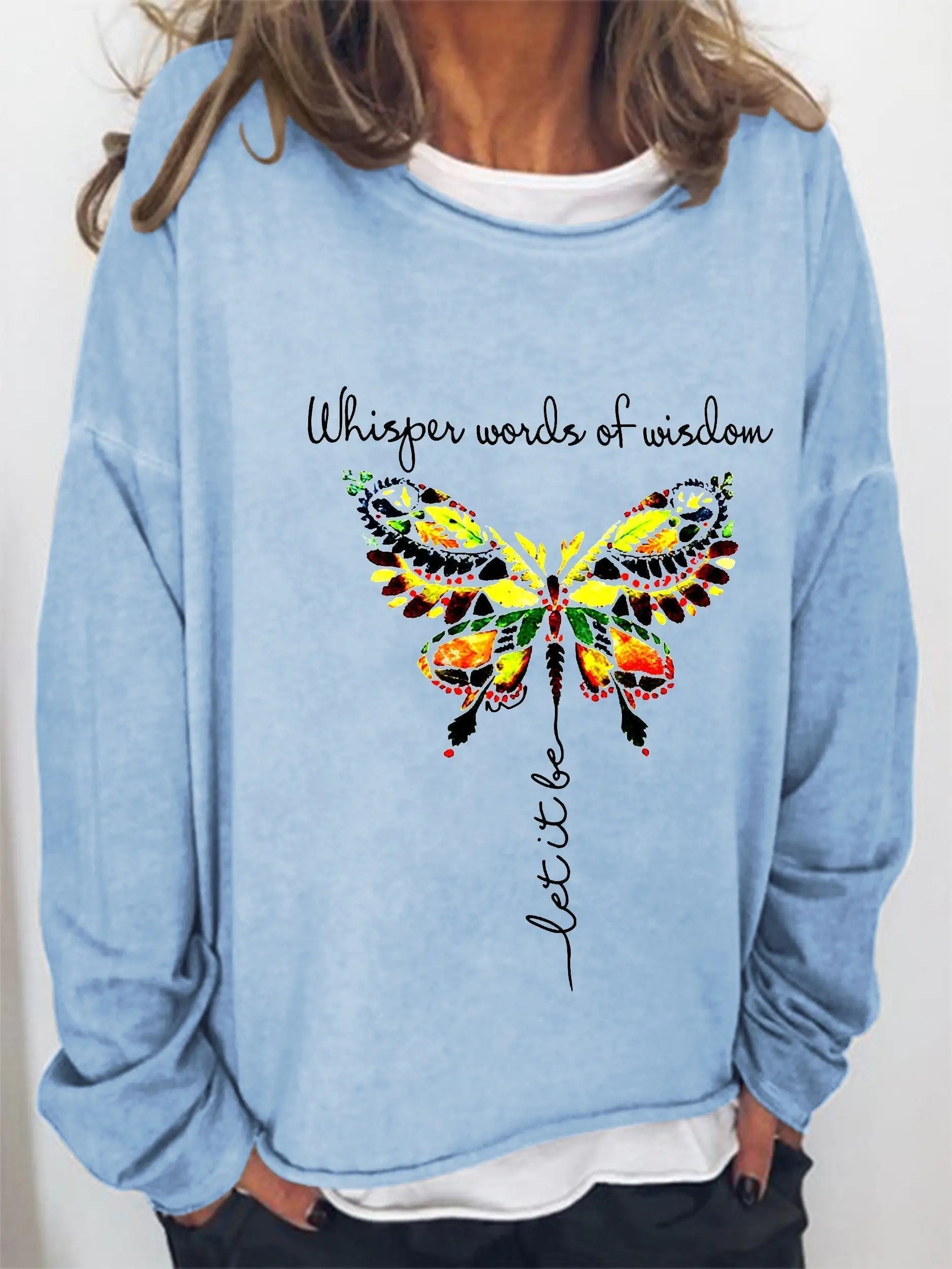 Camiseta de manga larga "Palabras de sabiduría" para mujer