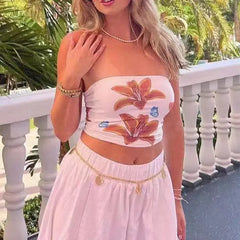 Aesthetic Style Flower White Hot Girl Streetwear
