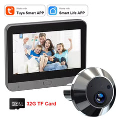 Mini Smart Tuya 3MP WiFi Door Peephole Camera - 140° Wide Angle, Battery-Powered Digital Viewer & Doorbell