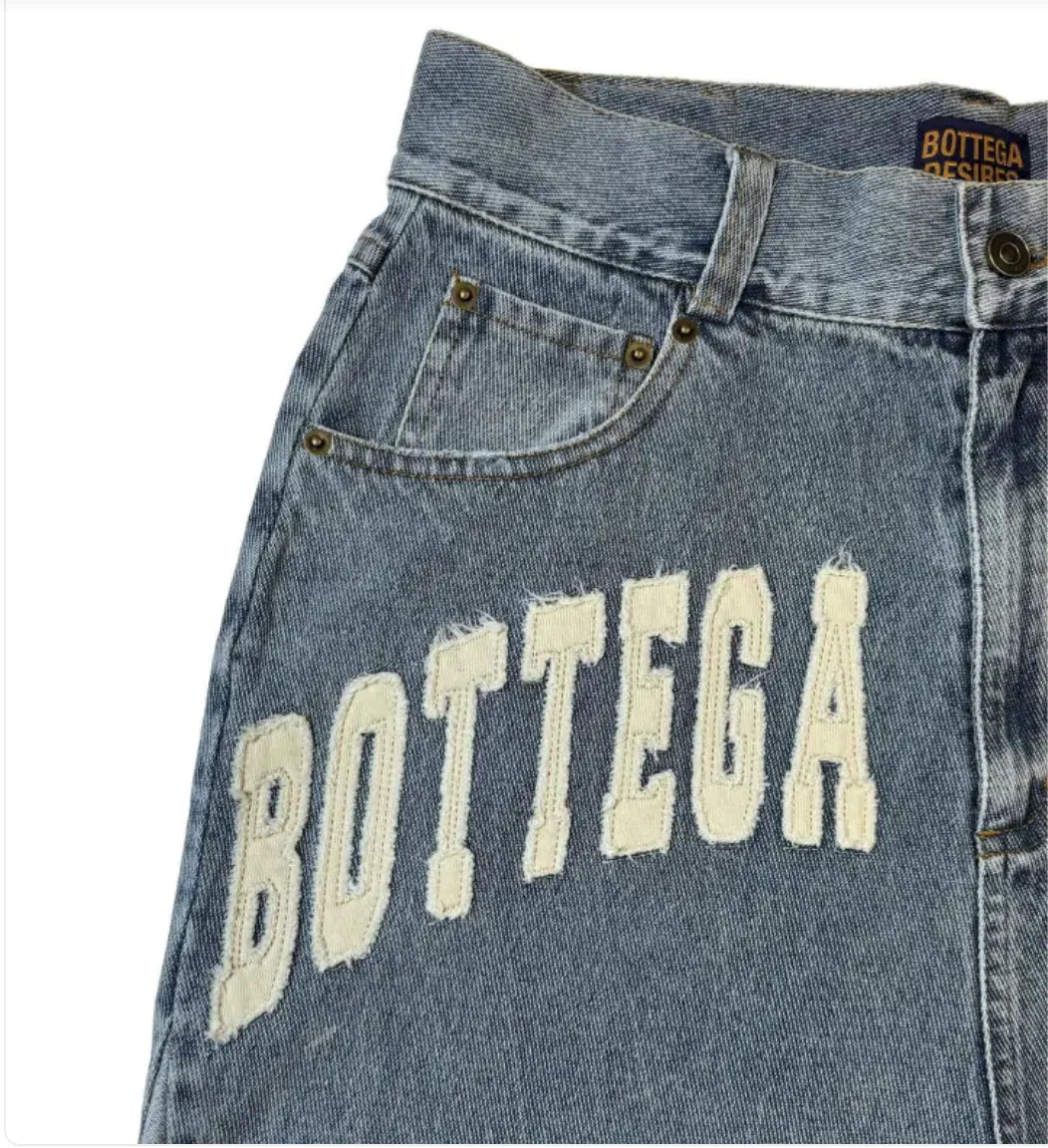 Pantalones cortos vaqueros con letras retro de marca de moda holgados para hombre de nueva moda