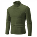 Men's Slim-Fit Knitted Turtleneck Sweater - Solid Color
