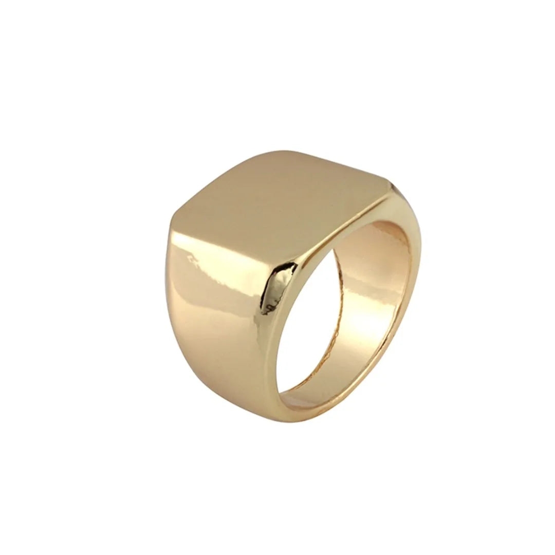 Anillo cuadrado sencillo negro/dorado/plateado
