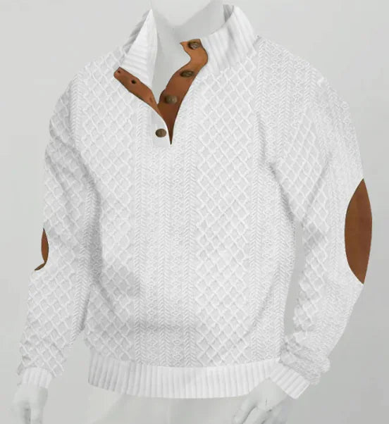 Suéter de punto jacquard de manga larga y cuello alto