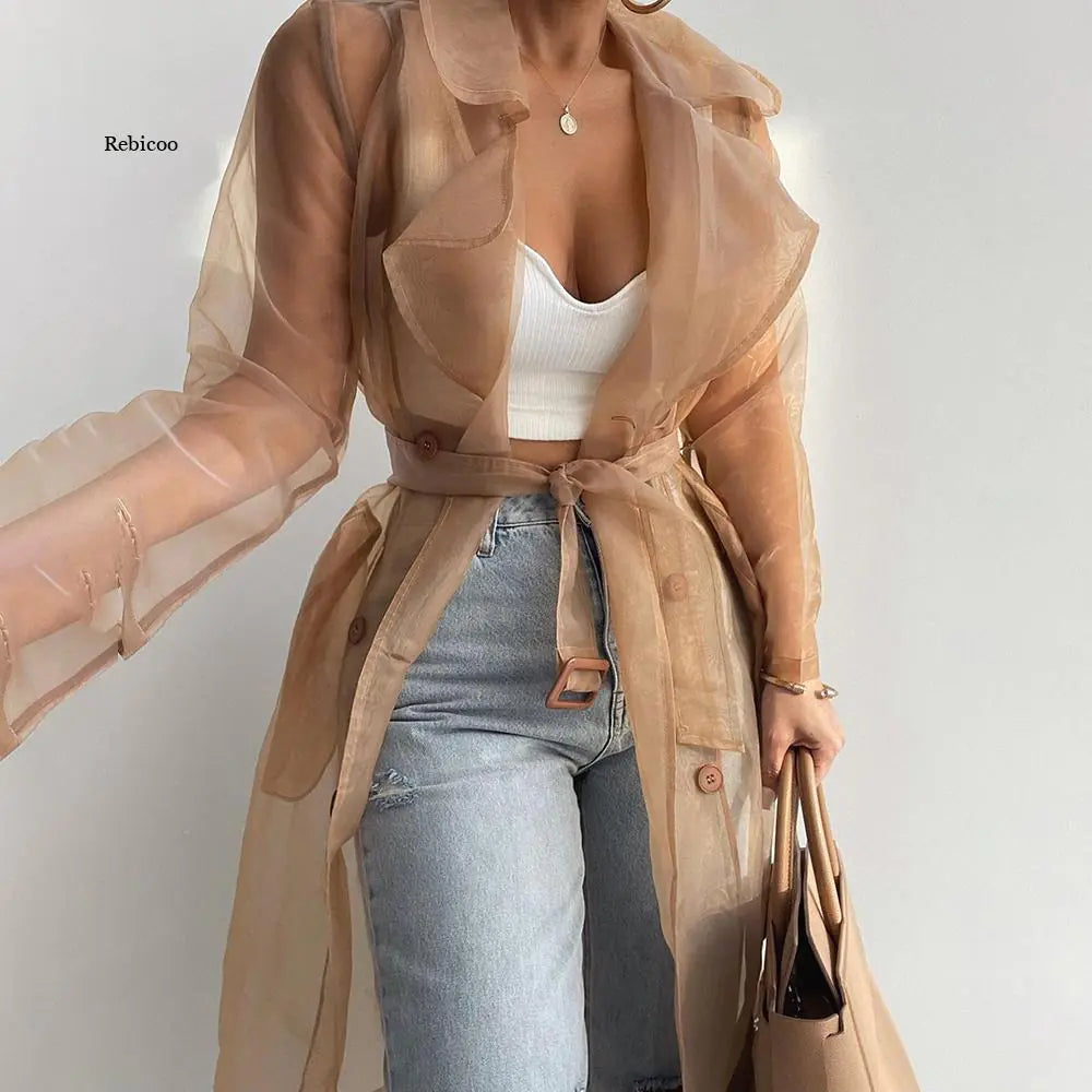 Tops transparentes para exteriores a la moda para mujer