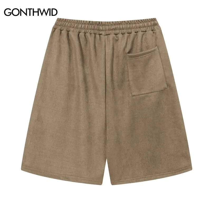 Pantalones cortos de gamuza Harajuku para hombre