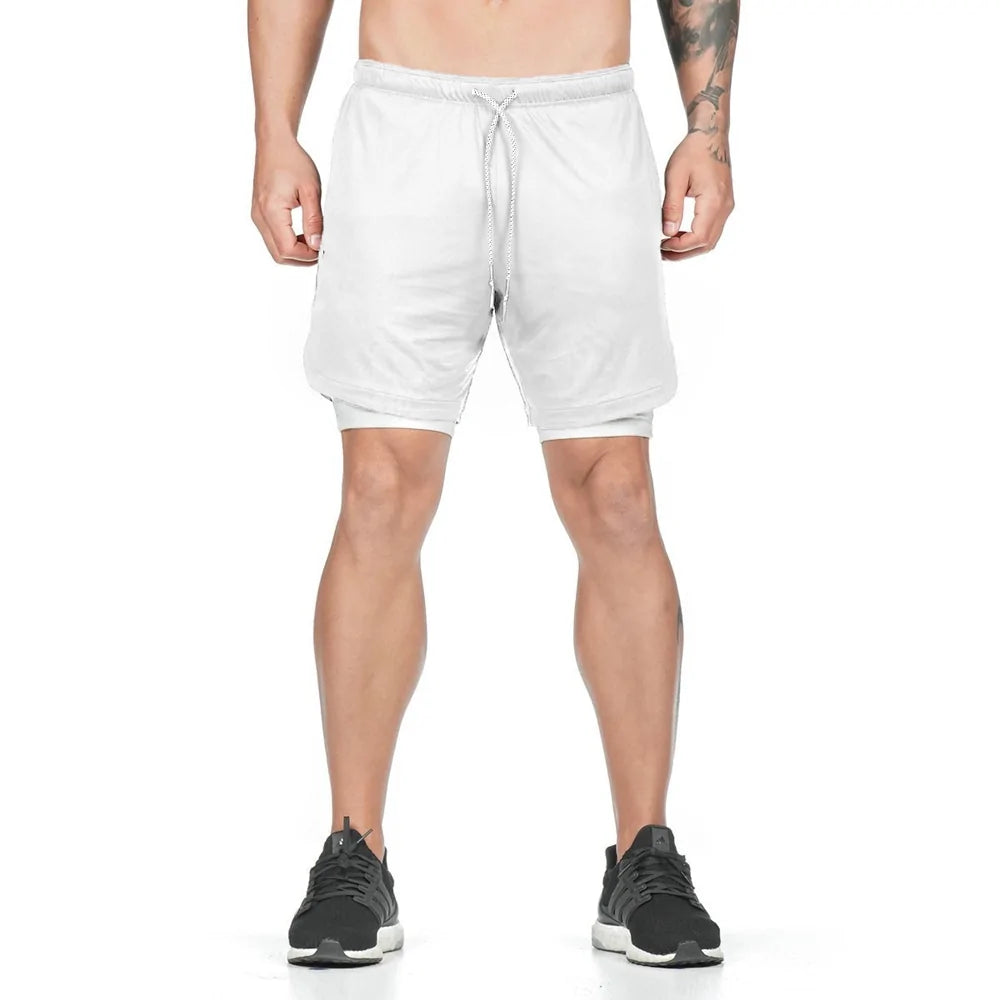 Pantalones cortos para correr 2 en 1 con forro de bolsillo incorporado