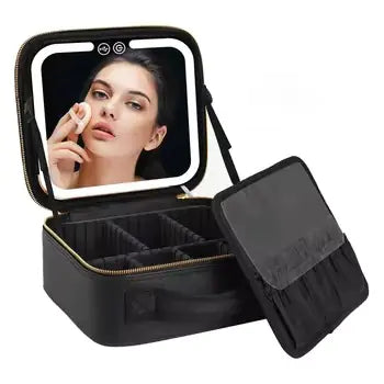 Bolsa de maquillaje de viaje con espejo de pantalla completa