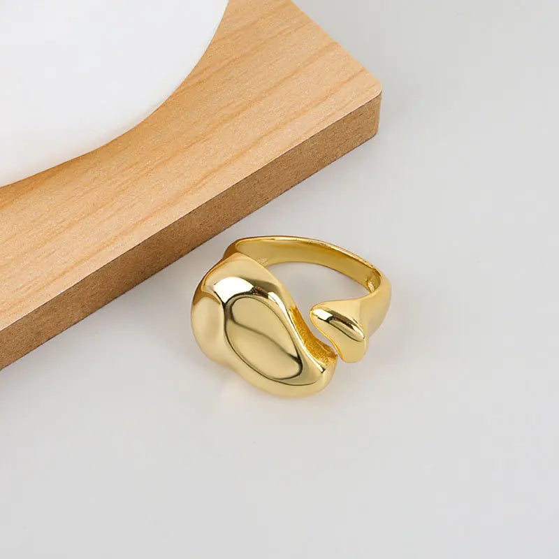 LIVVY Anillo abierto de ancho irregular de color plateado para mujer, nueva moda creativa, joyería vintage punk para fiestas, regalos