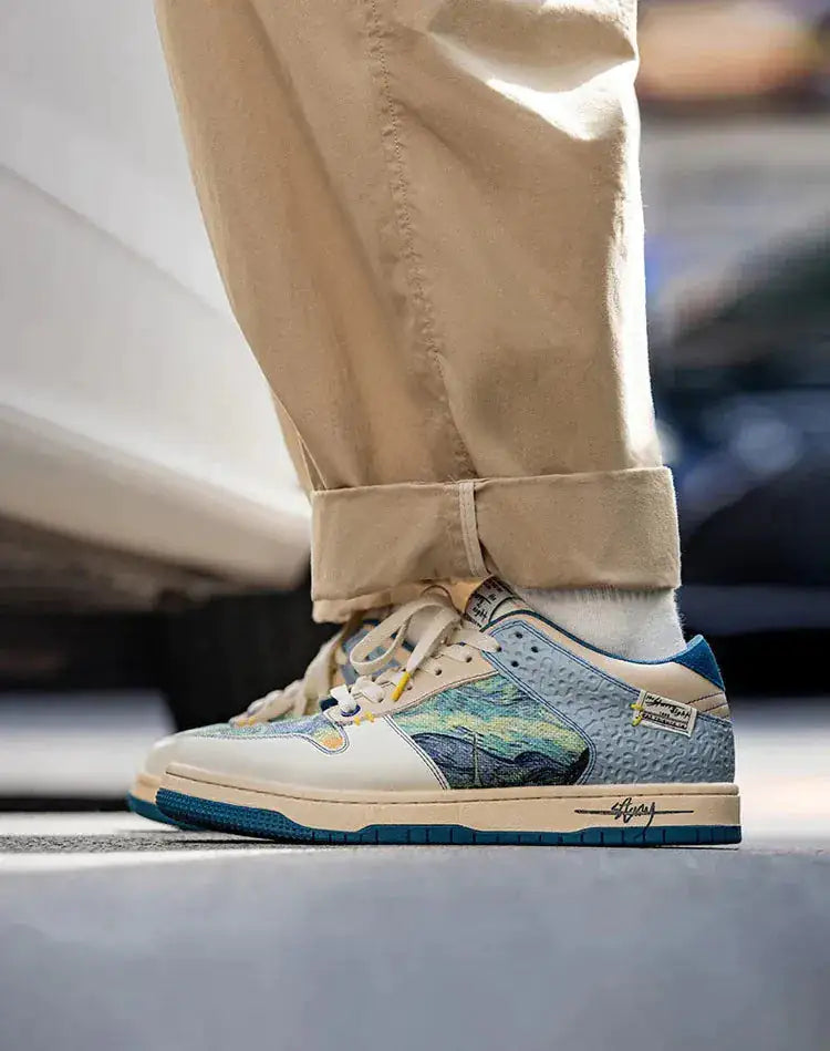 Zapatillas de lona para hombre con la leyenda "La noche estrellada de Van Gogh"