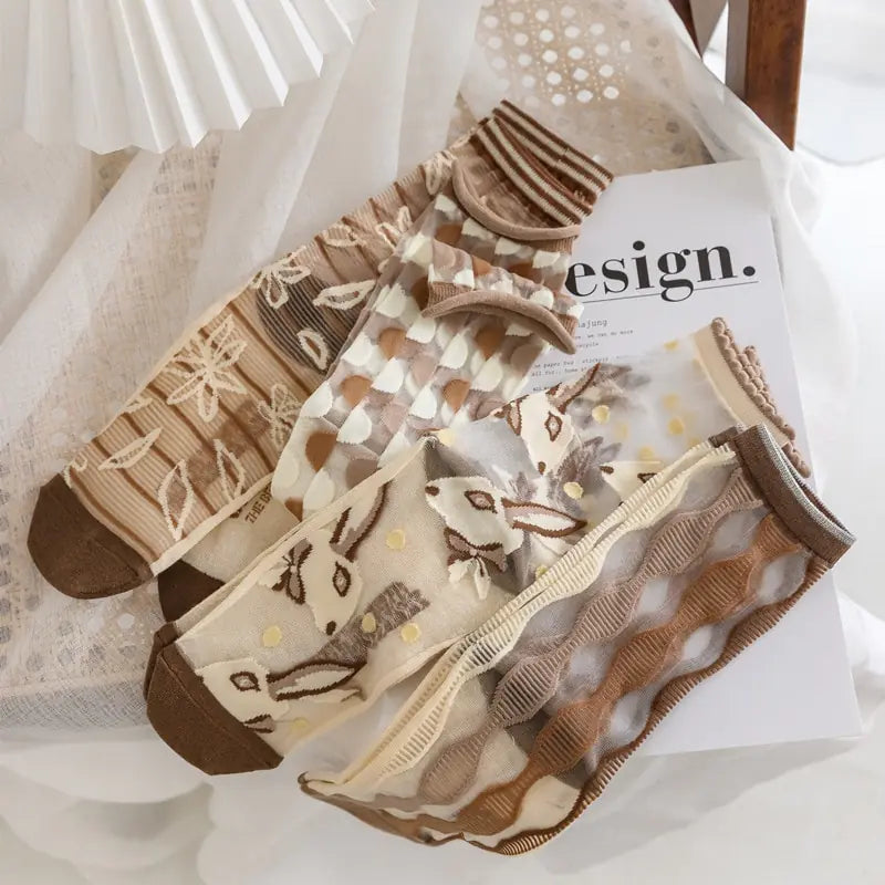 Calcetines de seda de cristal novedosos de Harajuku