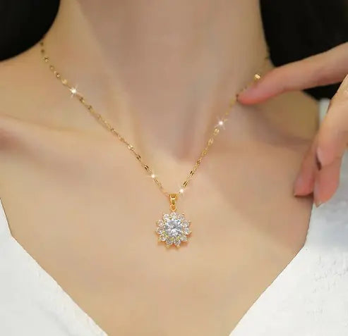 Collar/pendientes de girasol de cristal