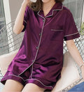 Pijama de seda de manga corta para mujer