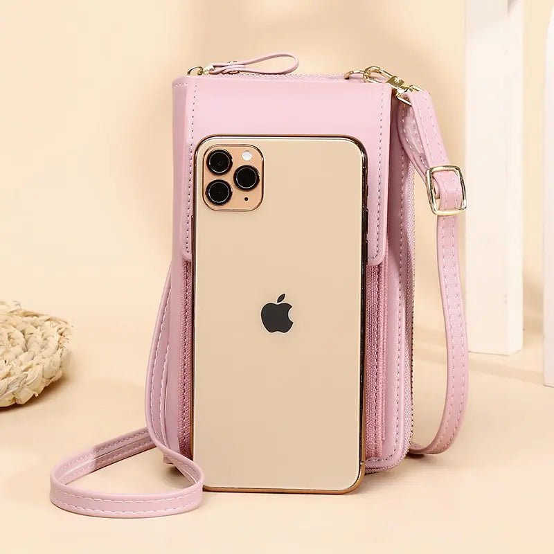 Bolso bandolera tipo cartera de piel sintética para mujer