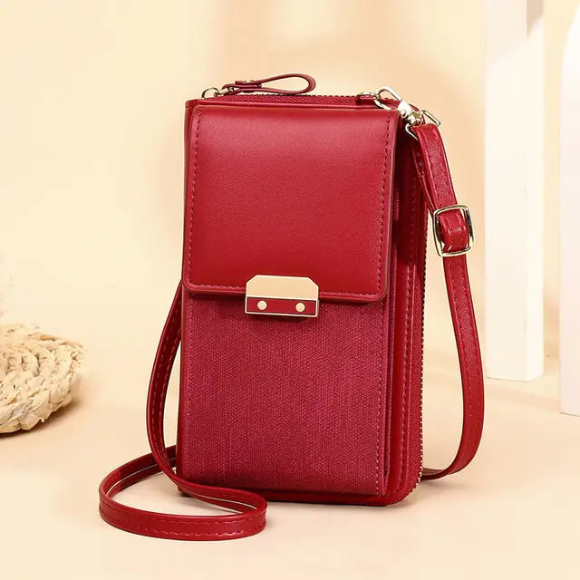 Bolso bandolera tipo cartera de piel sintética para mujer
