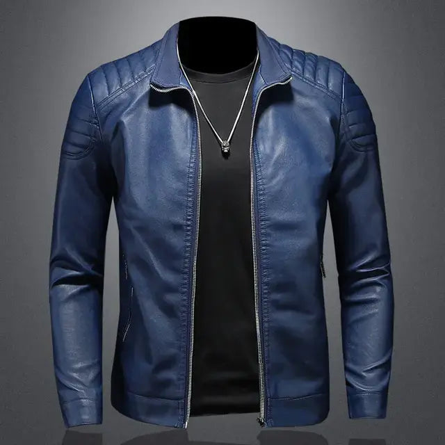 Chaqueta de cuero para moto para hombre