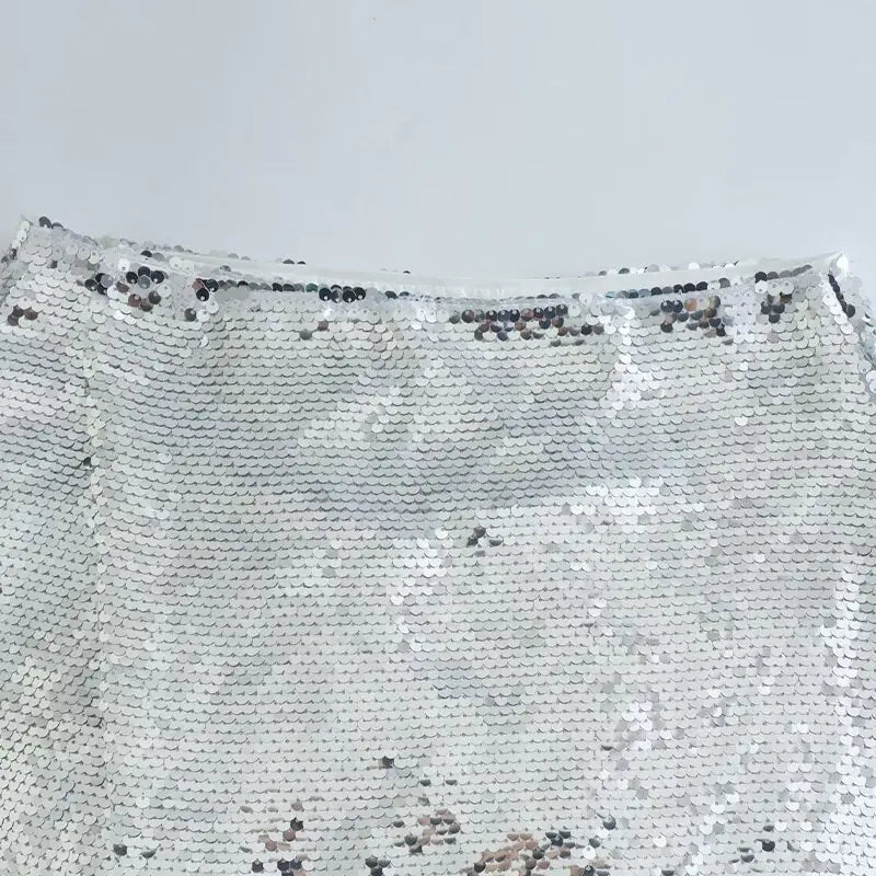 Minifalda de cintura alta con lentejuelas