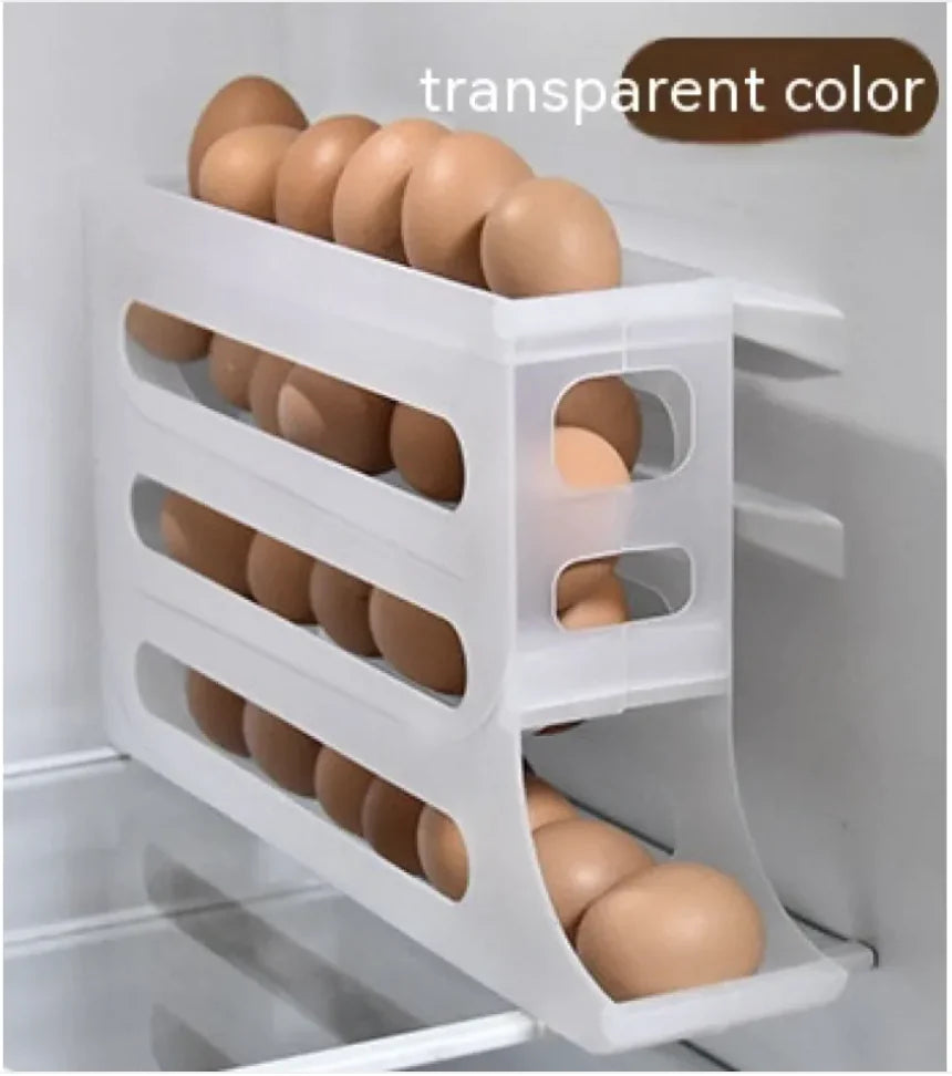 Bandeja enrollable automática para huevos de 4 capas: caja de almacenamiento para refrigerador de gran capacidad