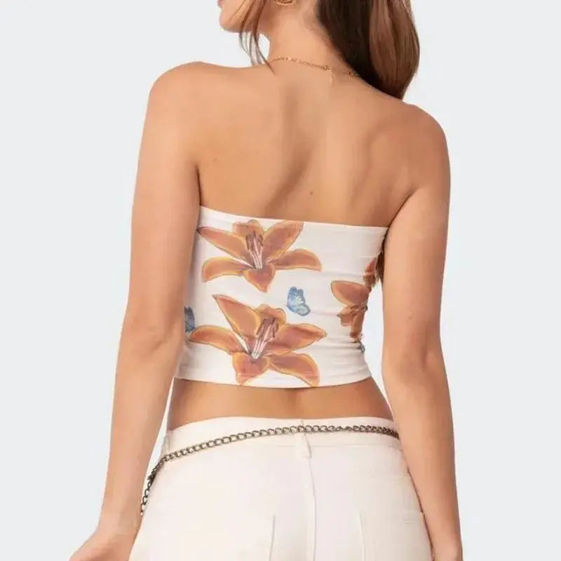 Estilo estético, flor, blanco, chica sexy, ropa de calle