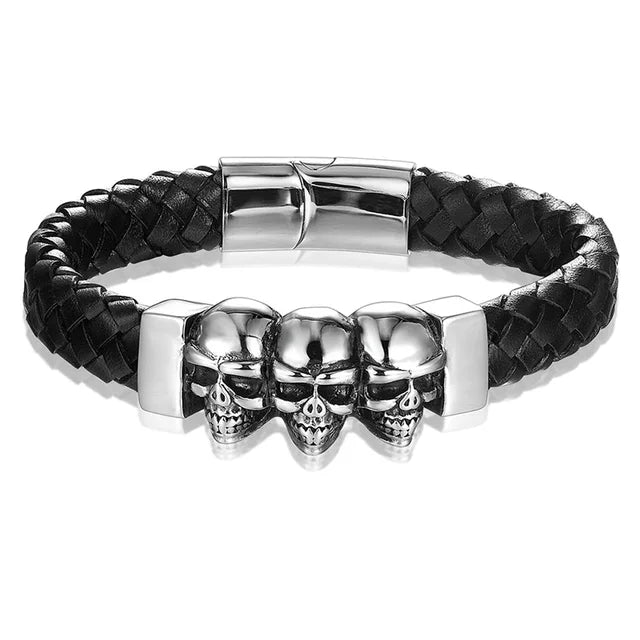 Pulsera clásica de cuero multicapa tejida a mano