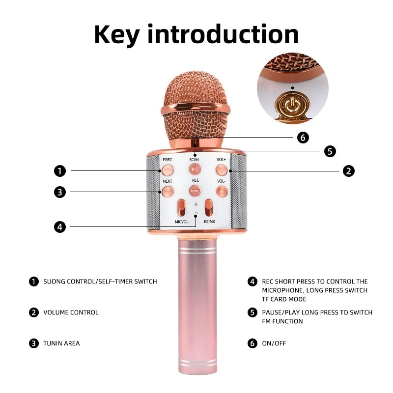 Micrófono inalámbrico de karaoke con Bluetooth